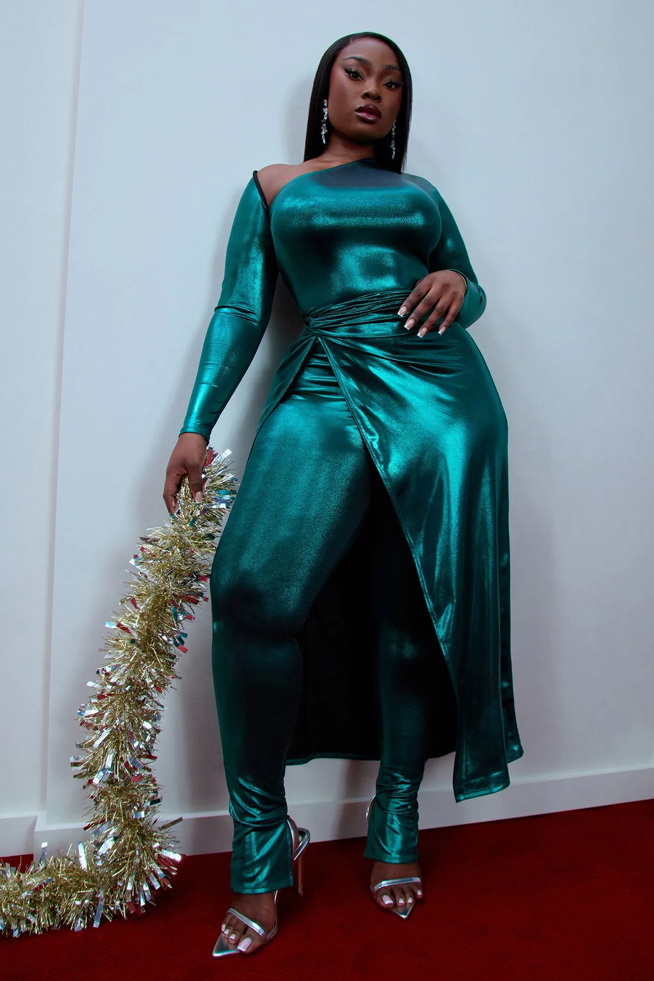 Blade Metallic Jumpsuit Set - Green