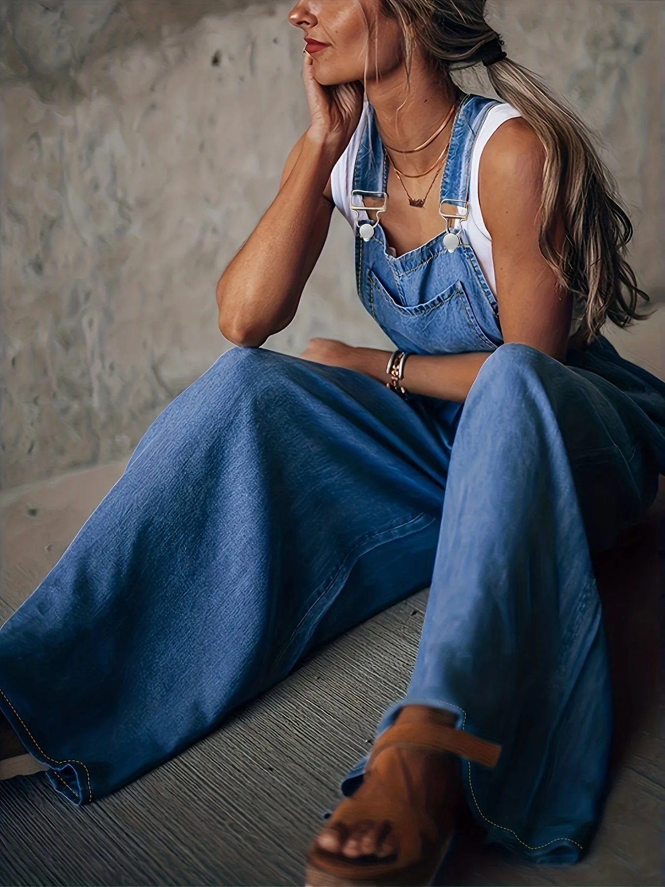 Blue Jean Flare-Leg Overall