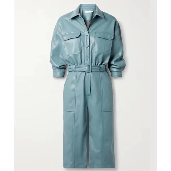 Blue Leather Playsuit for Women