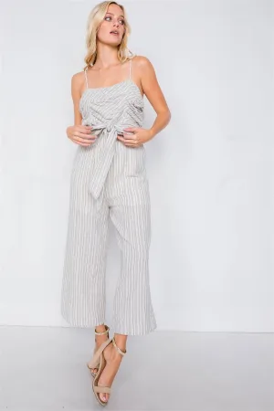 Blue Spaghetti Strap Striped Jumpsuit /3-2-1