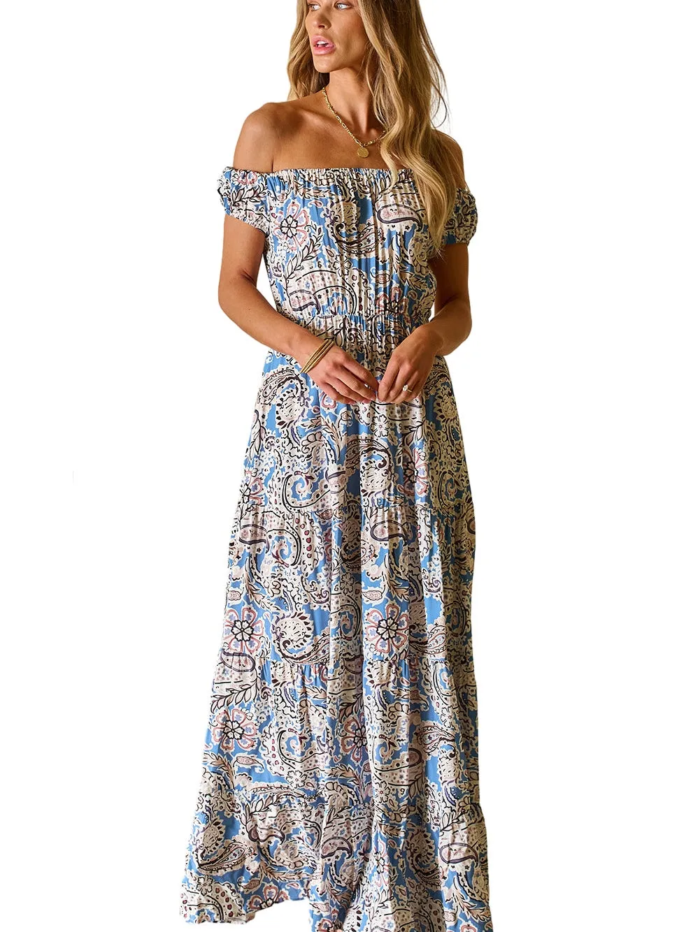 Bohemian Style Off-Shoulder Maxi Jumpsuit