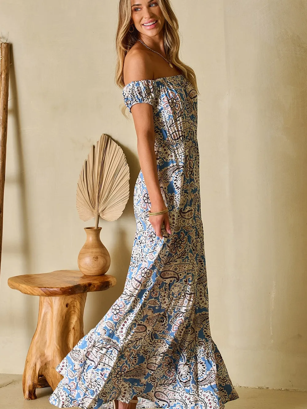 Bohemian Style Off-Shoulder Maxi Jumpsuit