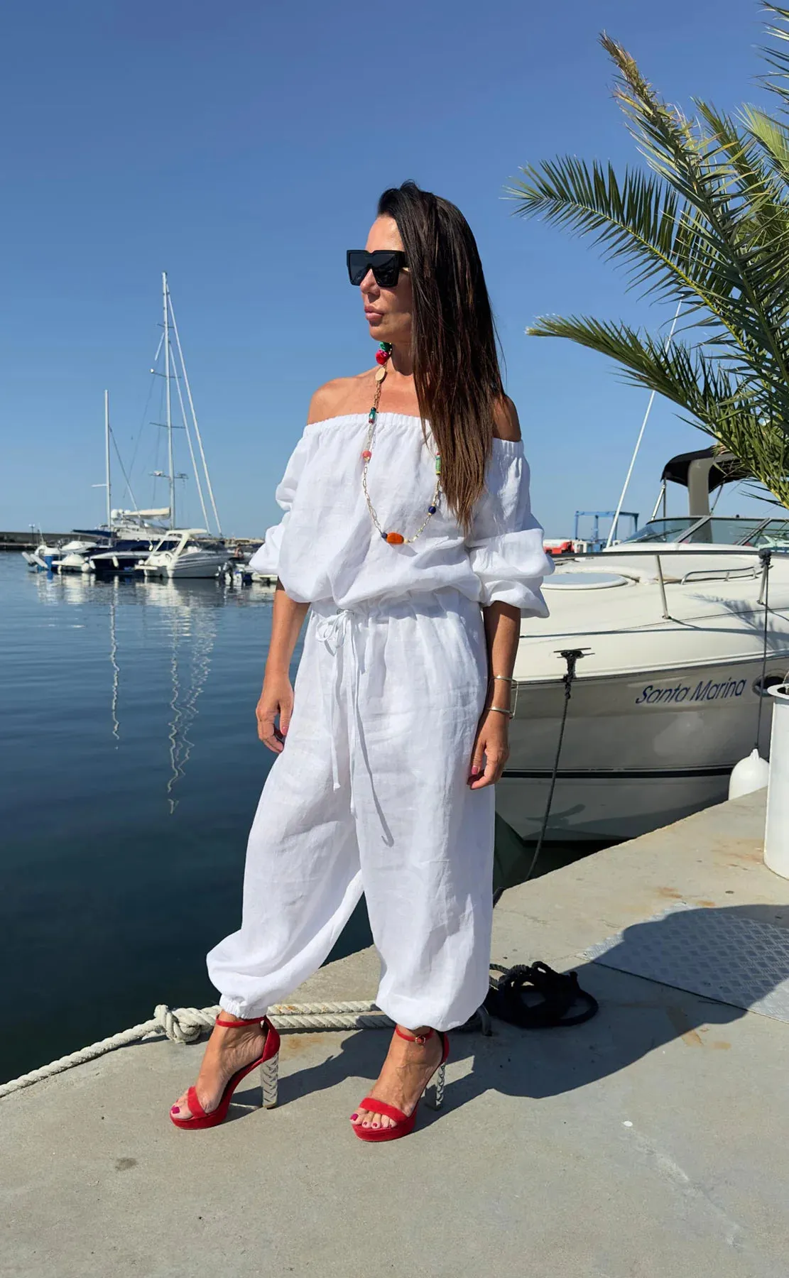 BOHEMY White Off Shoulders Jumpsuit