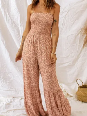 Boho Chic Floral Smocked Wide Leg Jumpsuit