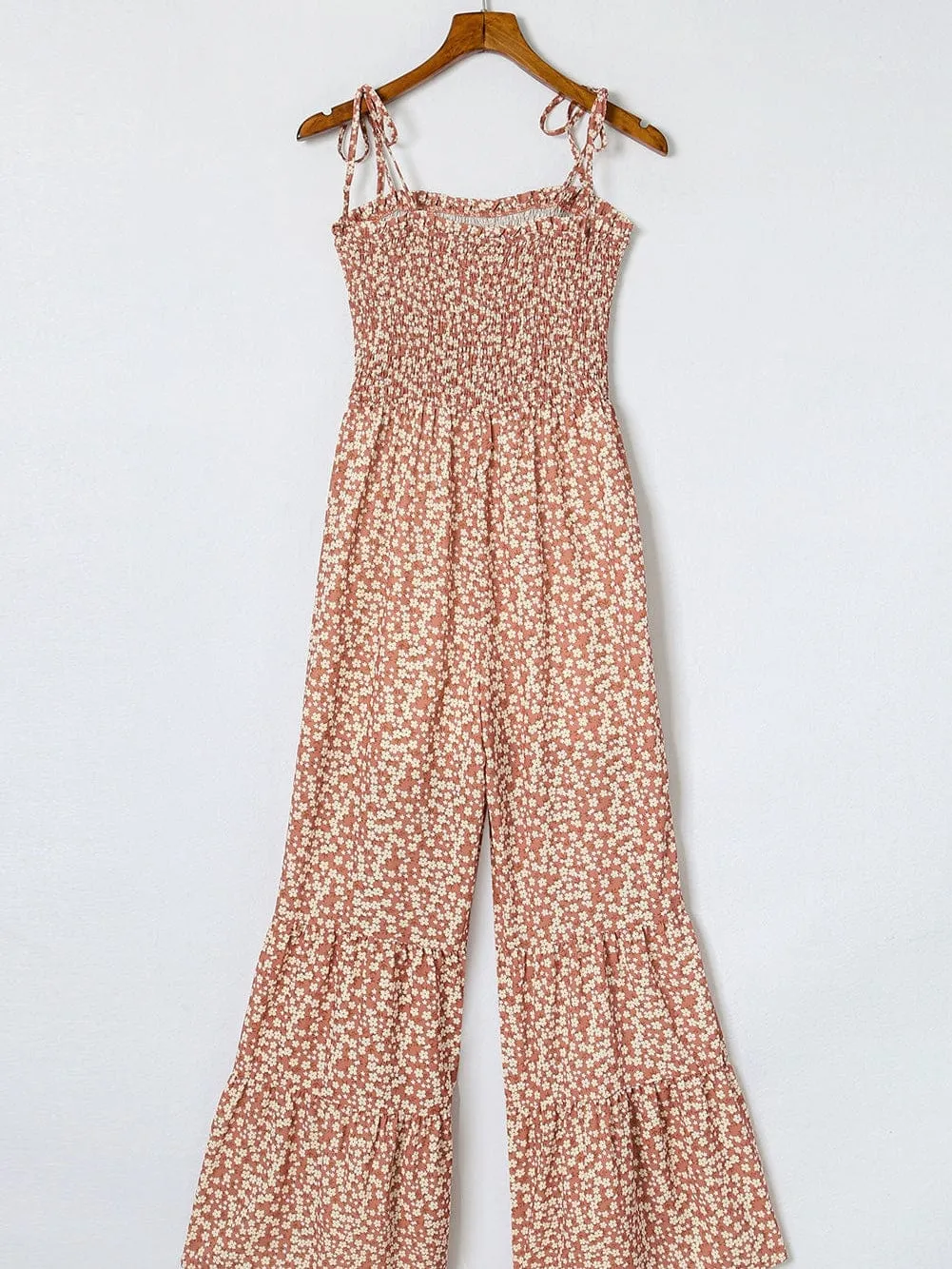 Boho Chic Floral Smocked Wide Leg Jumpsuit