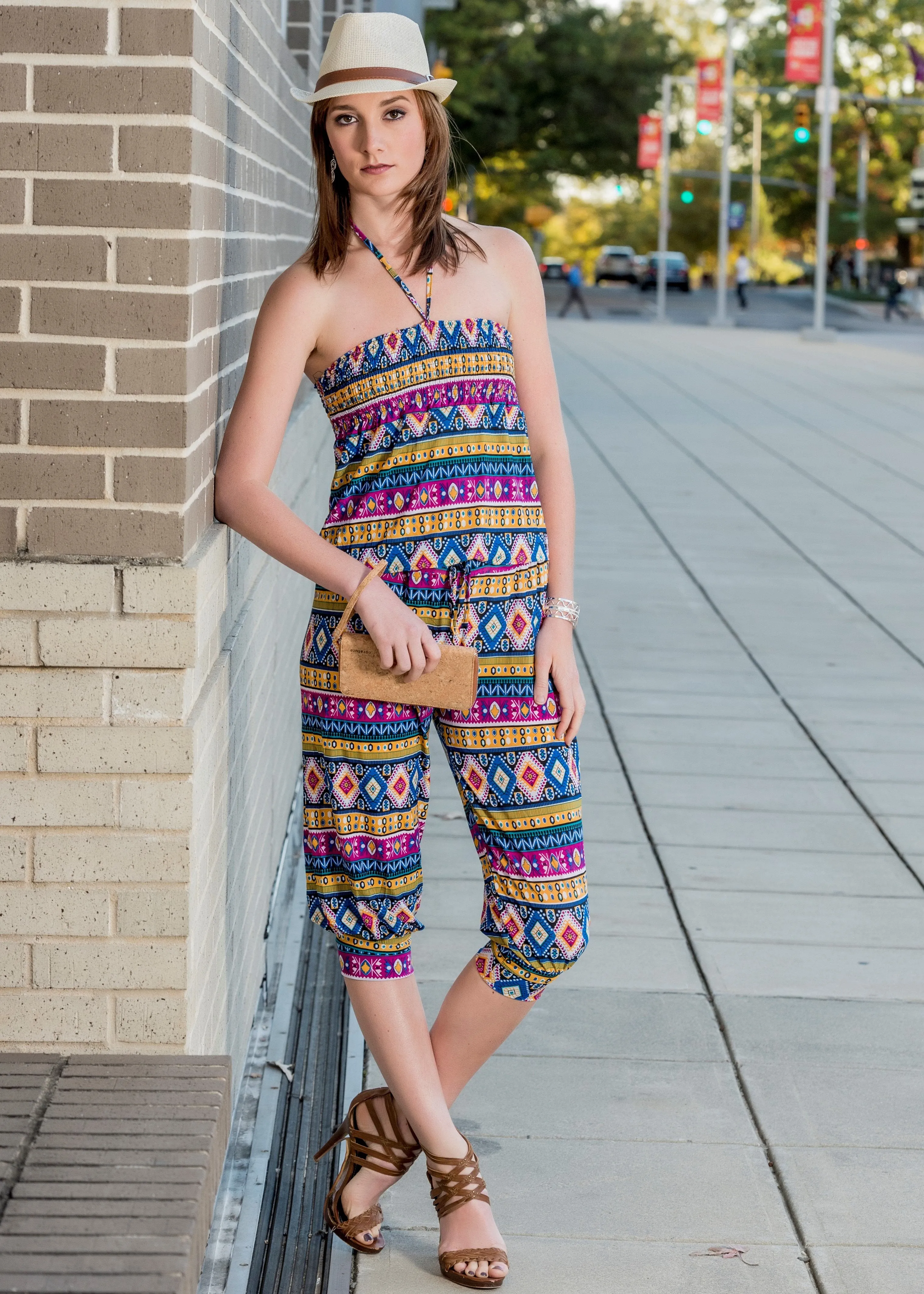 Bold Geometric Halter Jumpsuit