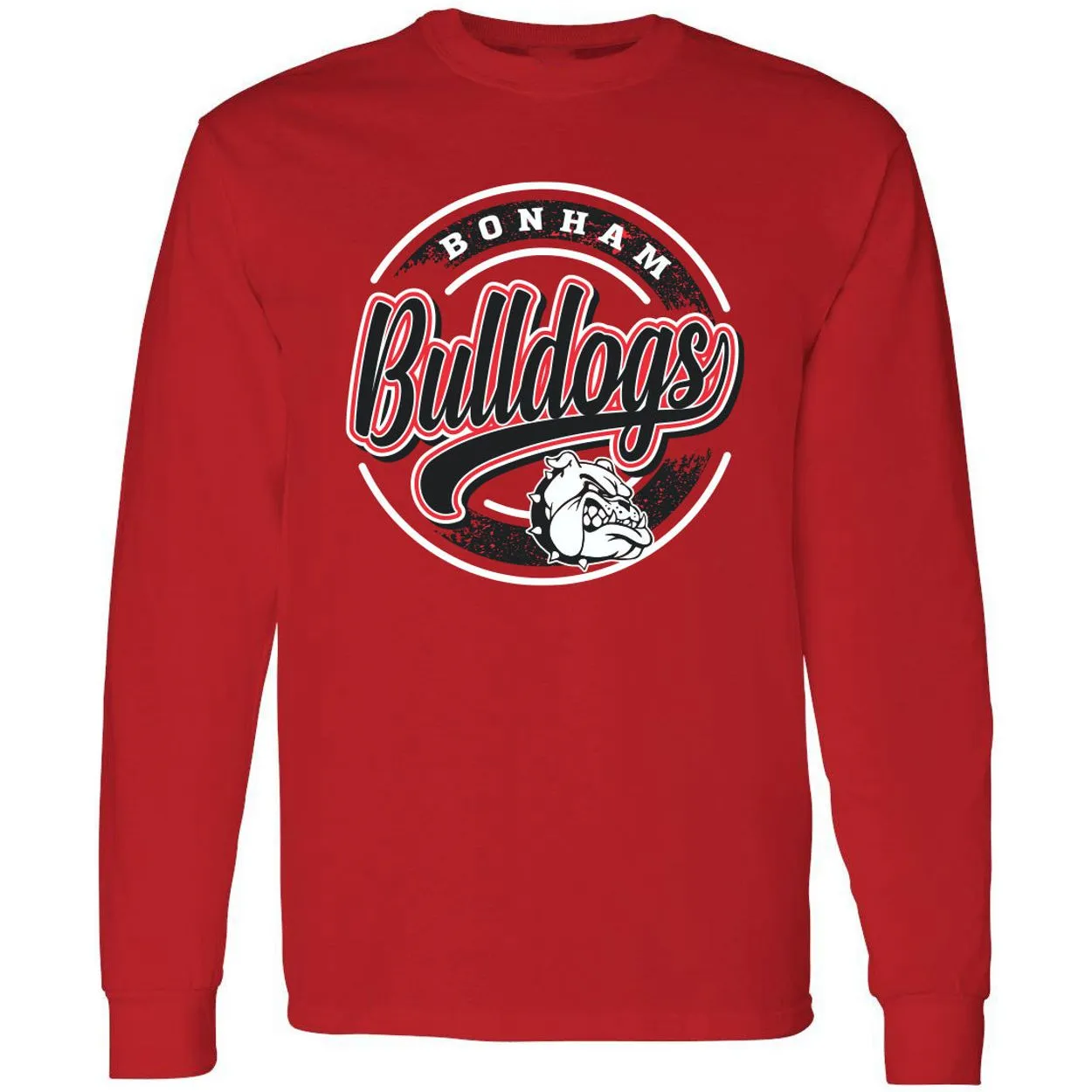 Bonham Bulldogs - Circle Script Long Sleeve T-Shirt