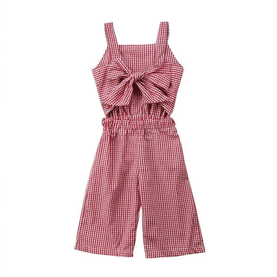 Bow Plaid Toddler Jumpsuit