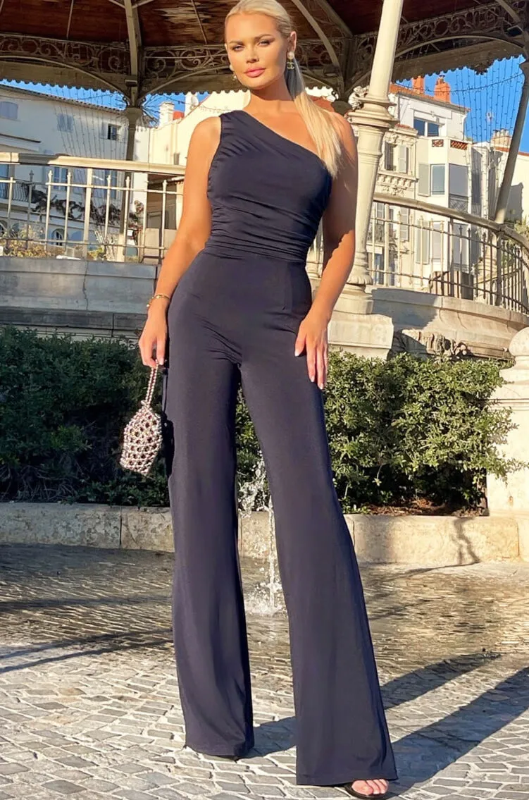 Brittany Navy One Shoulder Jumpsuit