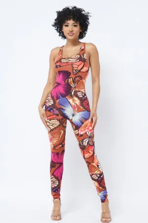 BUTTERFLY PRINT JUMPSUIT