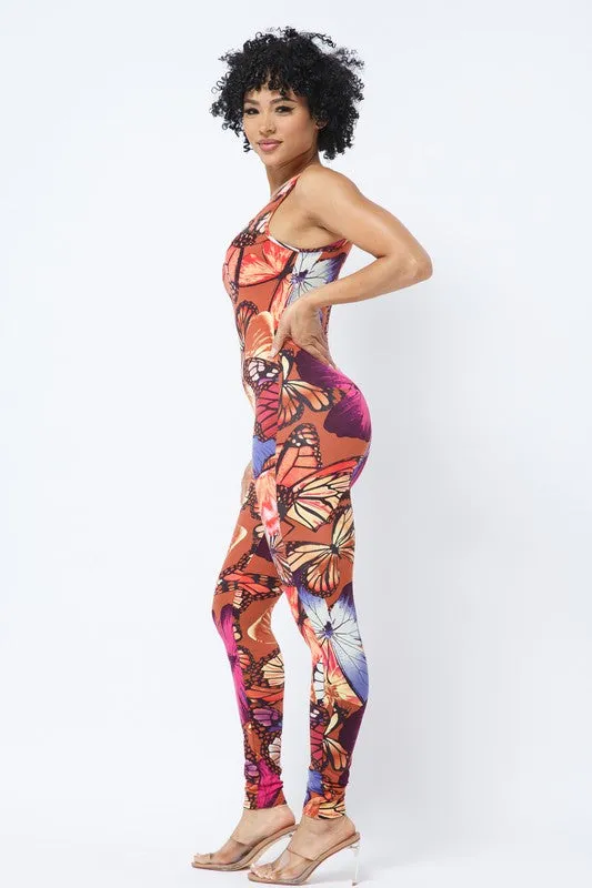 BUTTERFLY PRINT JUMPSUIT