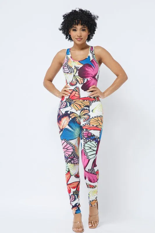 BUTTERFLY PRINT JUMPSUIT