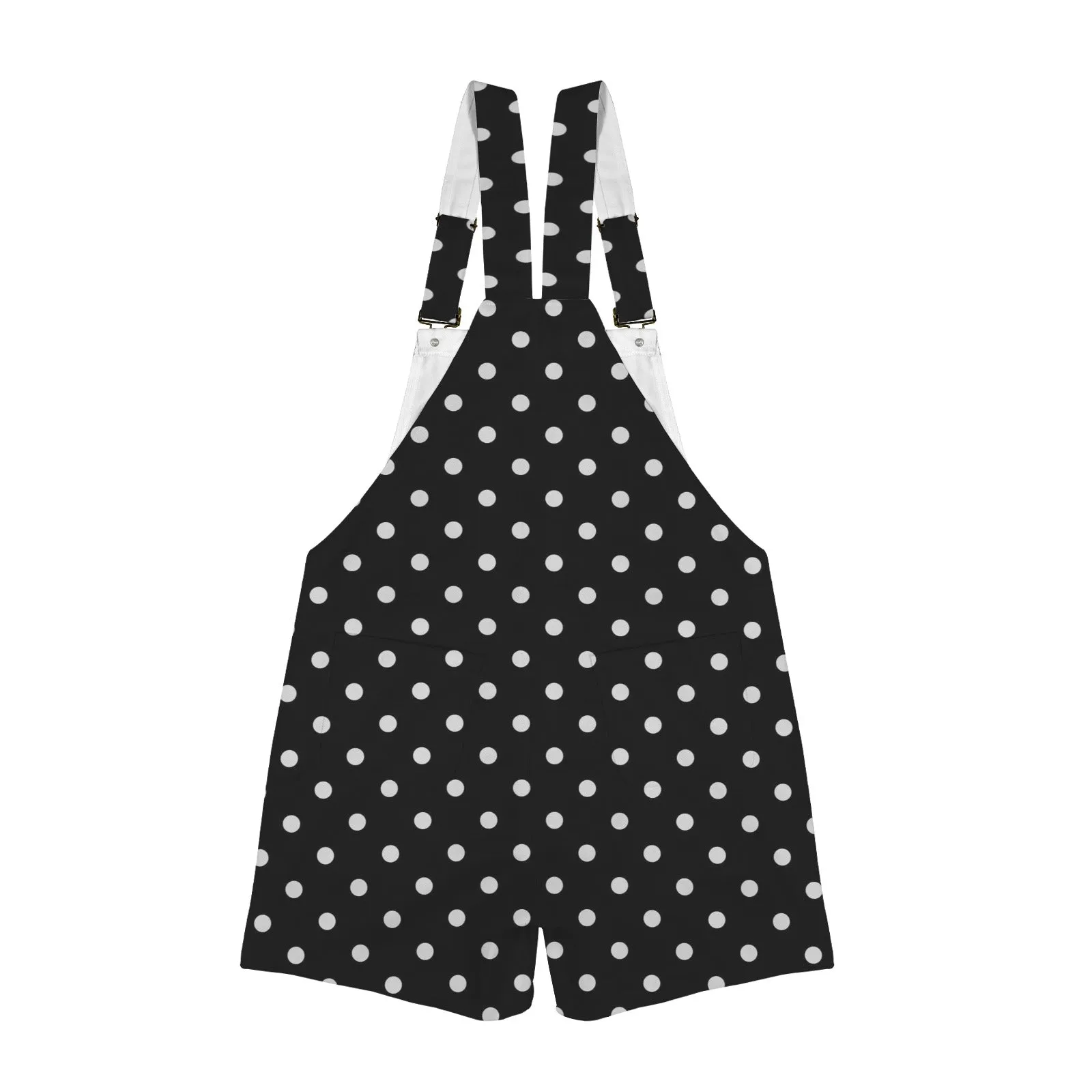 bw polka dot print 2A Unisex Shorts Suspender Jumpsuit (Model L78)