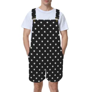 bw polka dot print 2A Unisex Shorts Suspender Jumpsuit (Model L78)