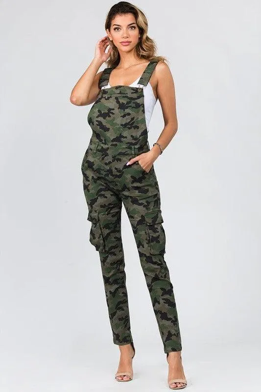 Camo-Print Stretch Overalls