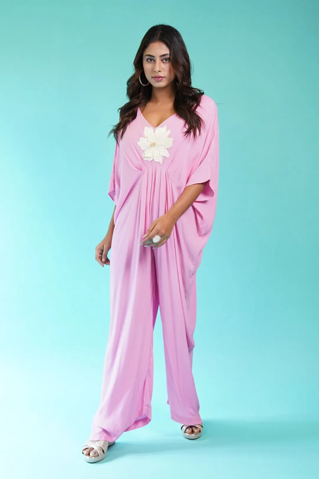 Candy Pink/Poppy Kaftan Jumpsuit