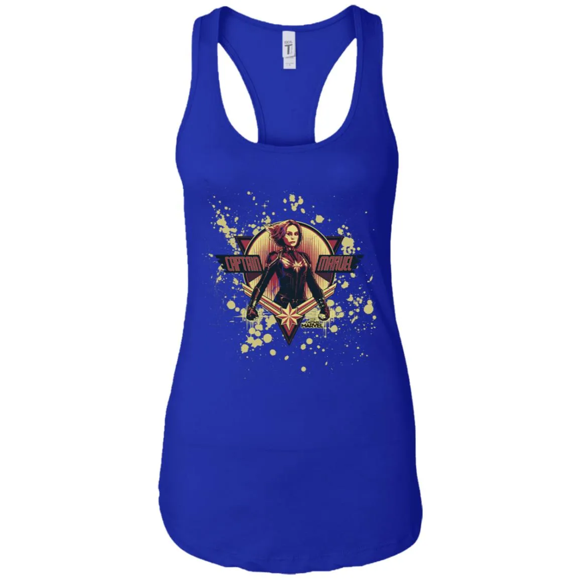 Captain Marvel Cracked Paint Splatter Logo Women Tank Top