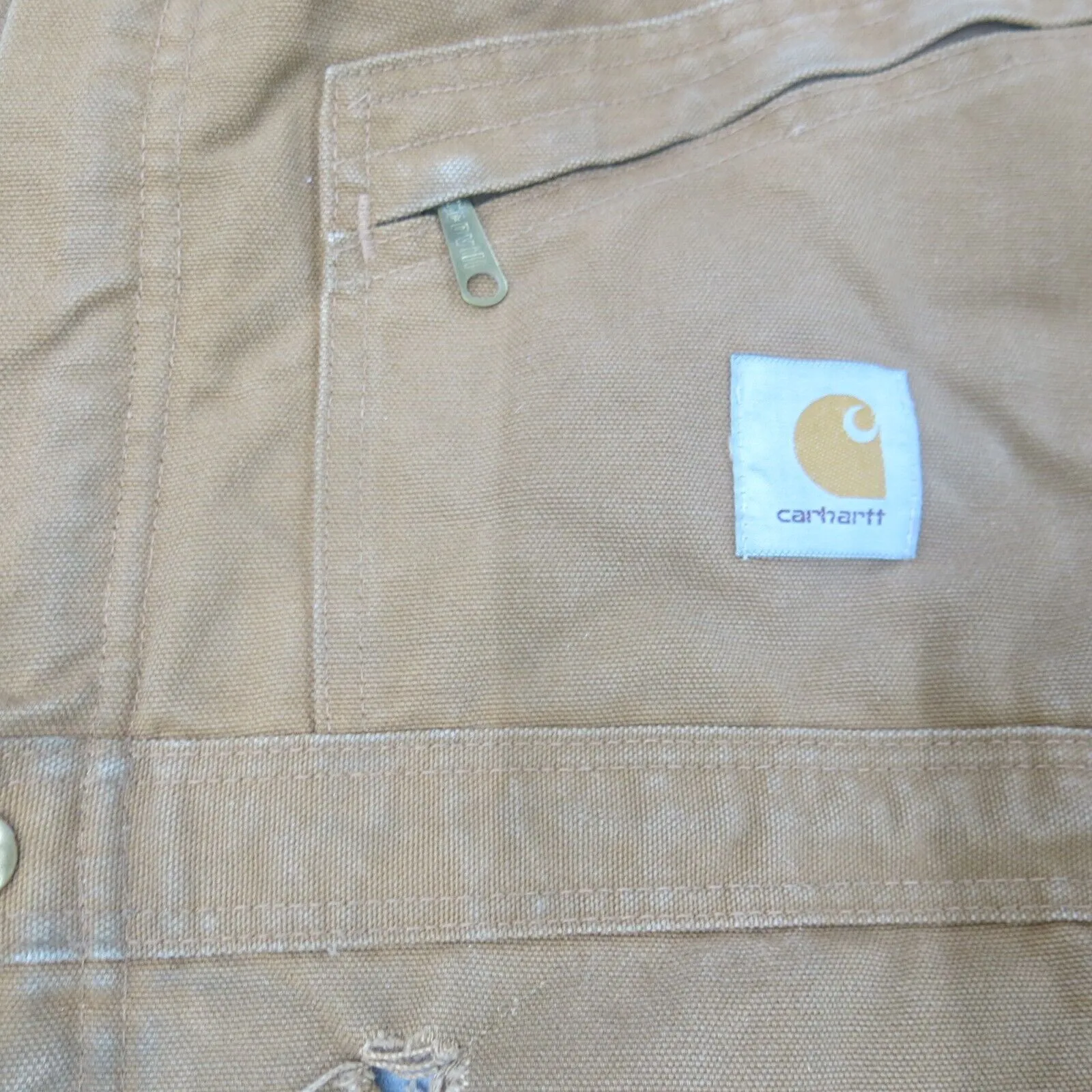 Carhartt Coverall Jumpsuit Mens 46T Brown Insulated Workwear 100% Cotton Logo