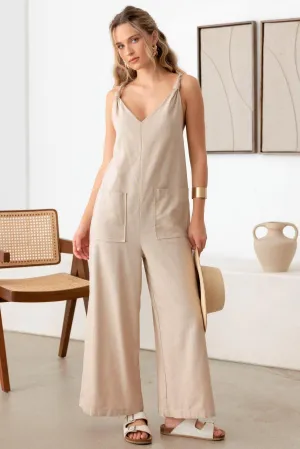 Casual Lose Sleeveless Rope Strap Halter Jumpsuit