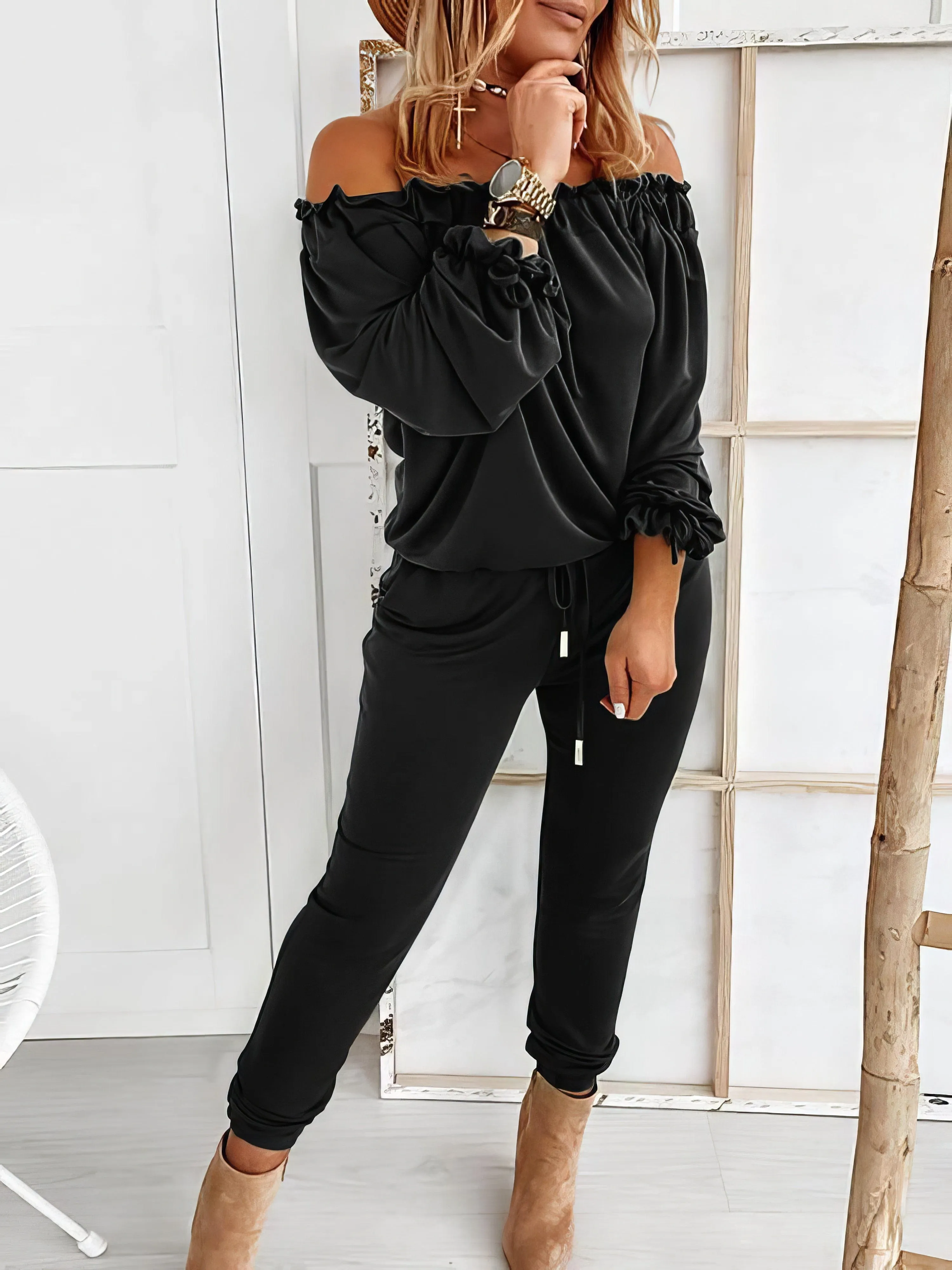 Casual Off-shoulder Jumpsuit