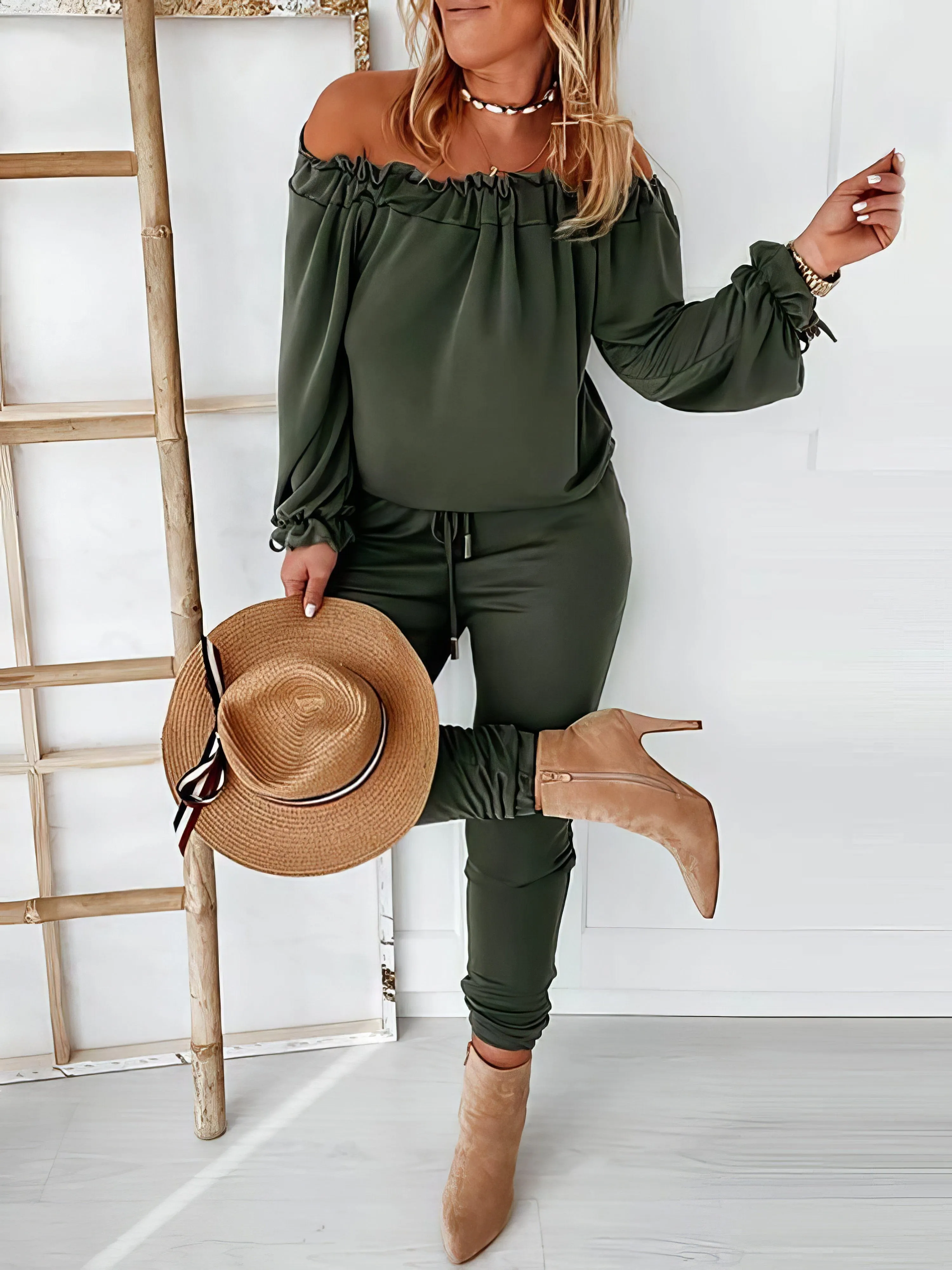 Casual Off-shoulder Jumpsuit