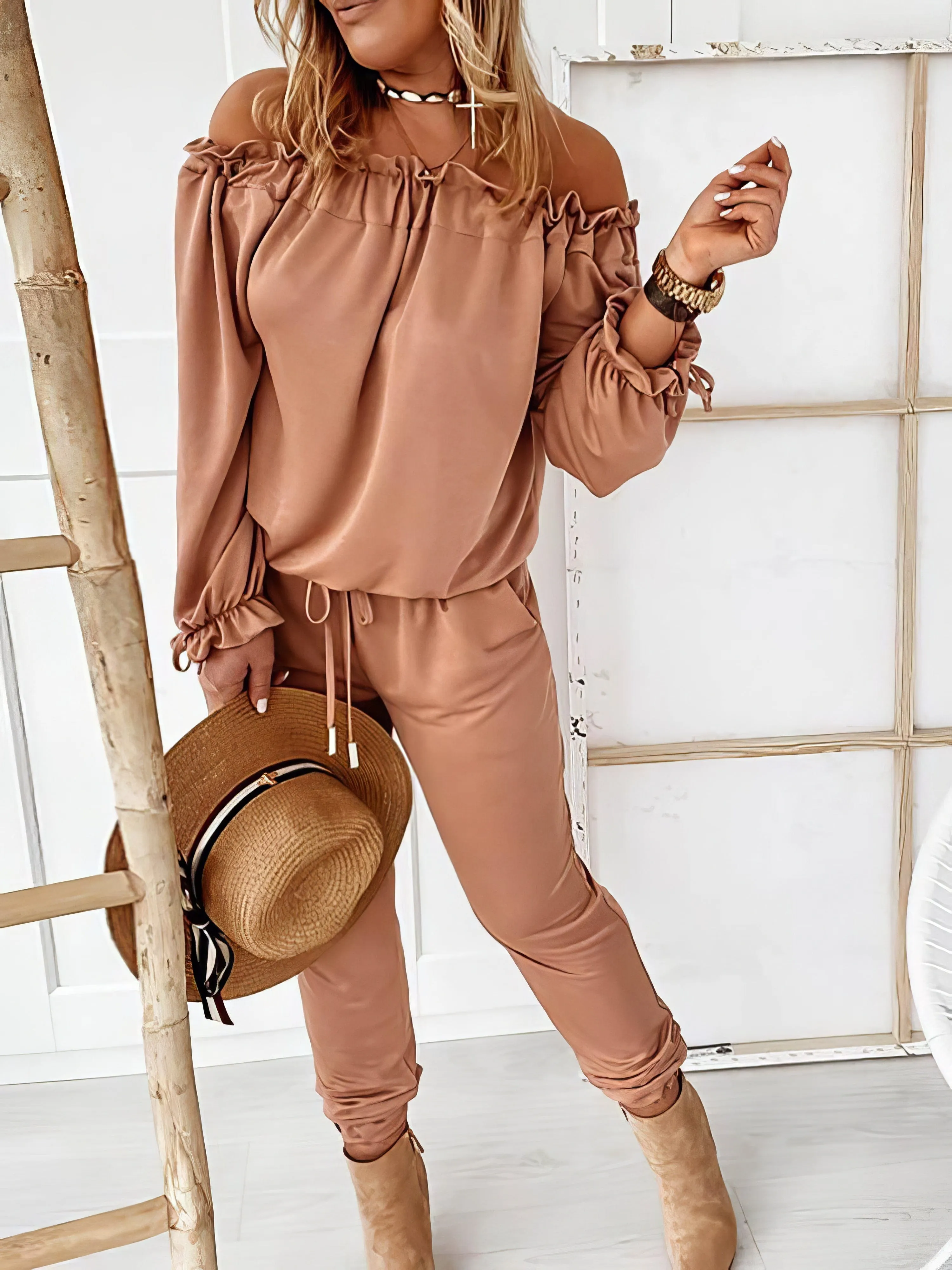 Casual Off-shoulder Jumpsuit