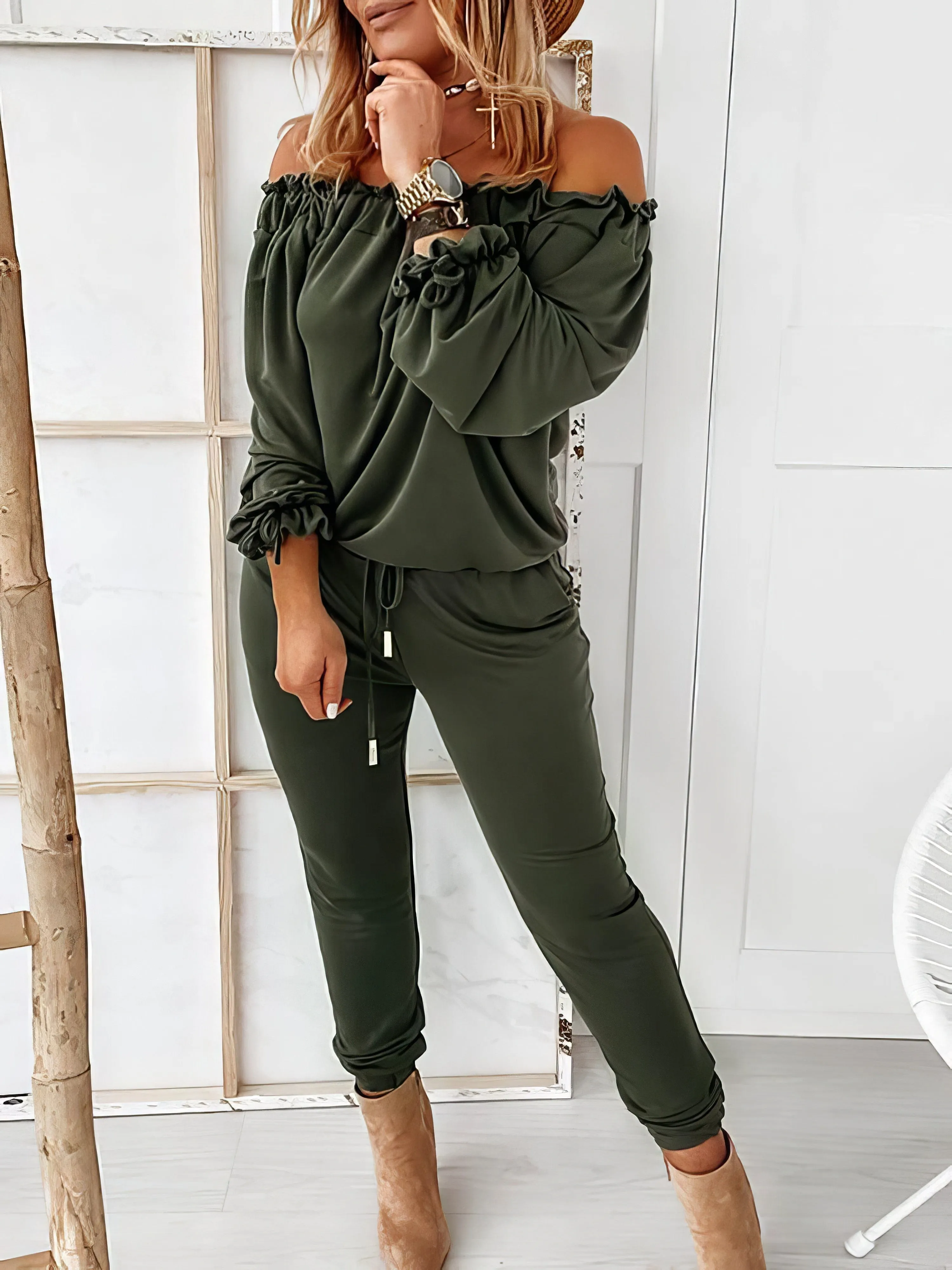 Casual Off-shoulder Jumpsuit