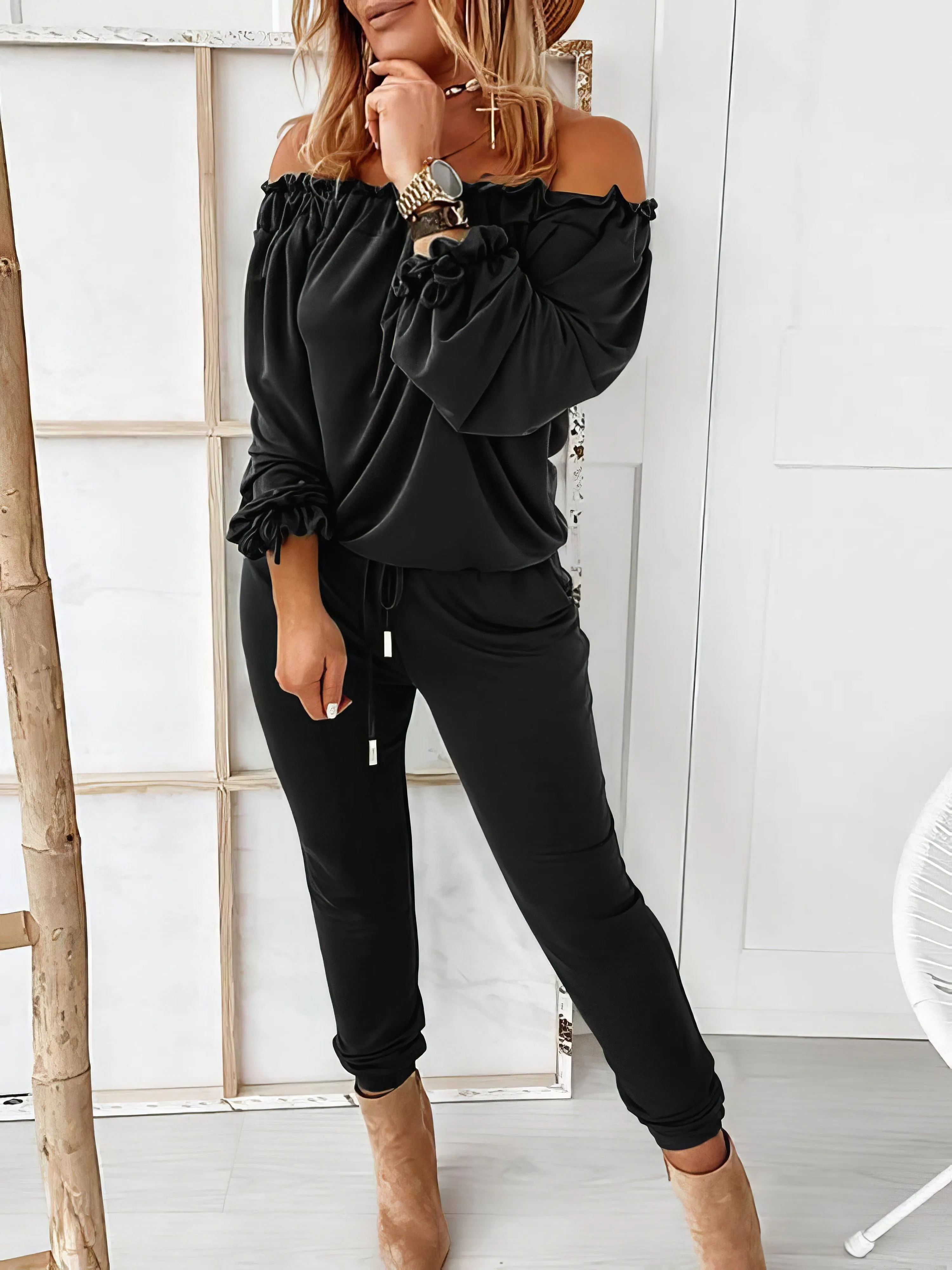 Casual Off-shoulder Jumpsuit