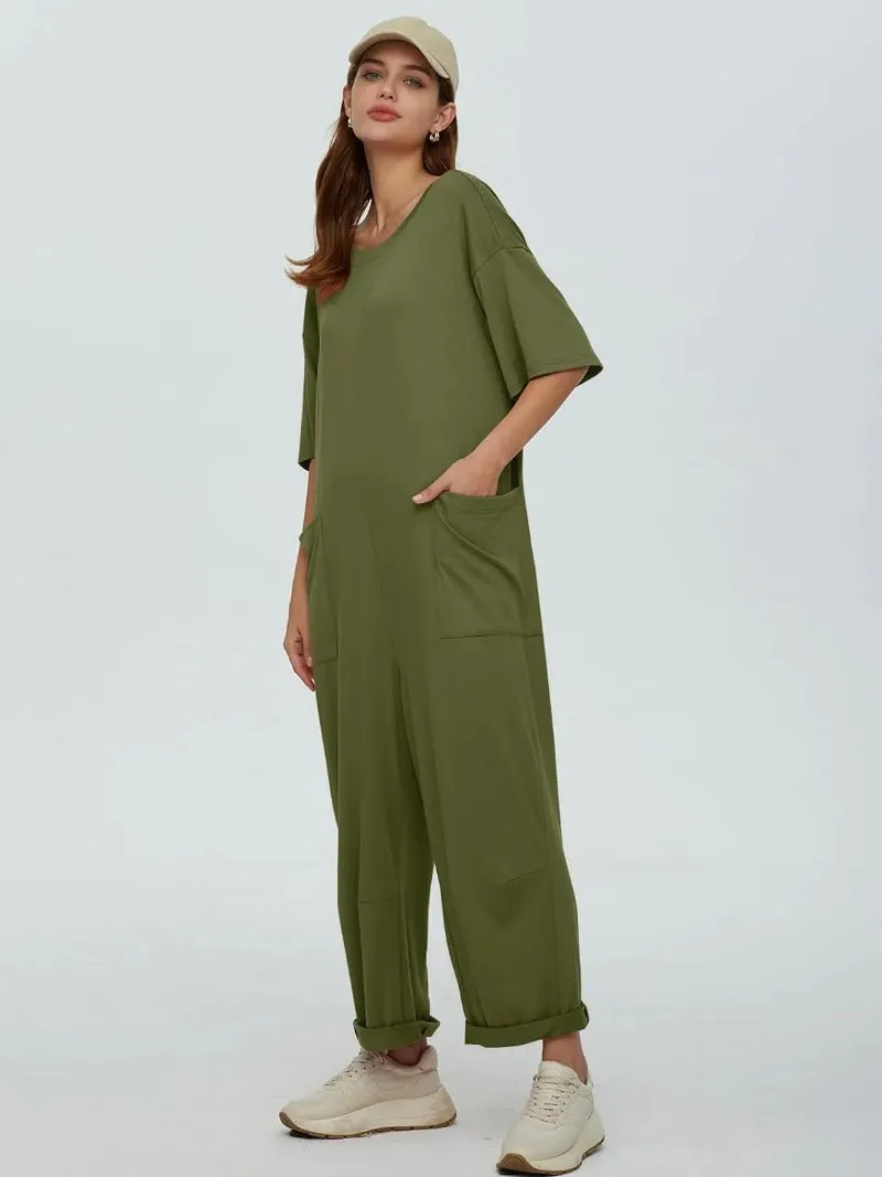 Causal Short Sleeve Baggy Onesie Oversized Jumpsuits