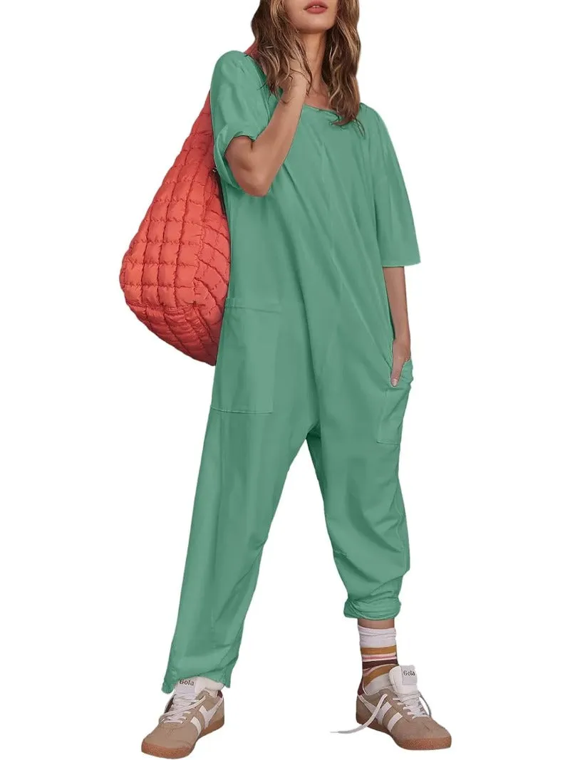 Causal Short Sleeve Baggy Onesie Oversized Jumpsuits