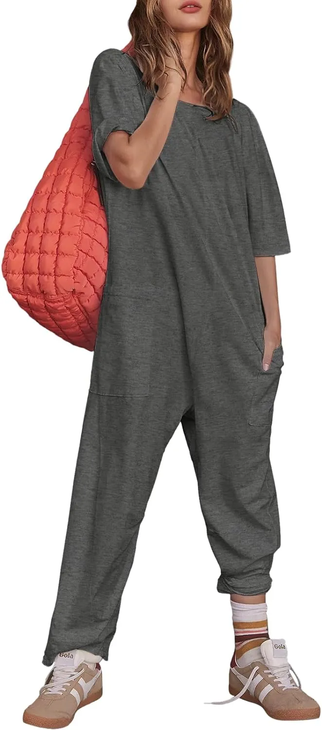 Causal Short Sleeve Baggy Onesie Oversized Jumpsuits