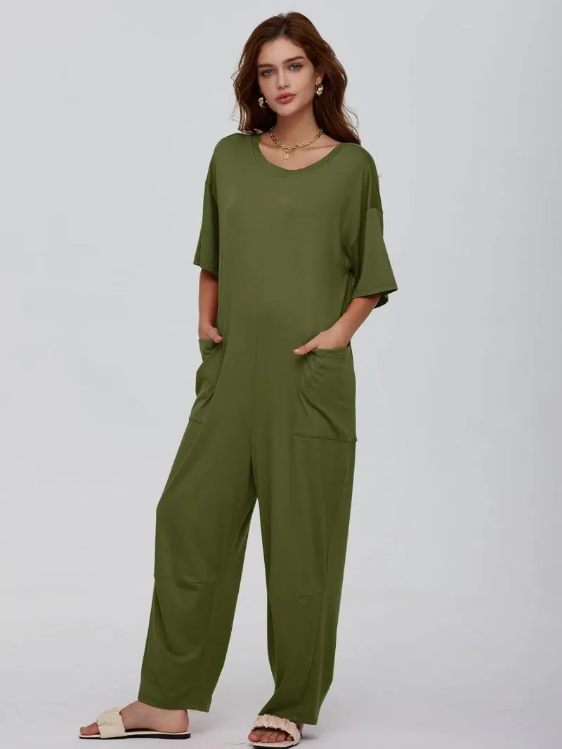 Causal Short Sleeve Baggy Onesie Oversized Jumpsuits