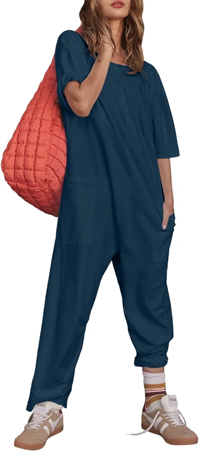 Causal Short Sleeve Baggy Onesie Oversized Jumpsuits