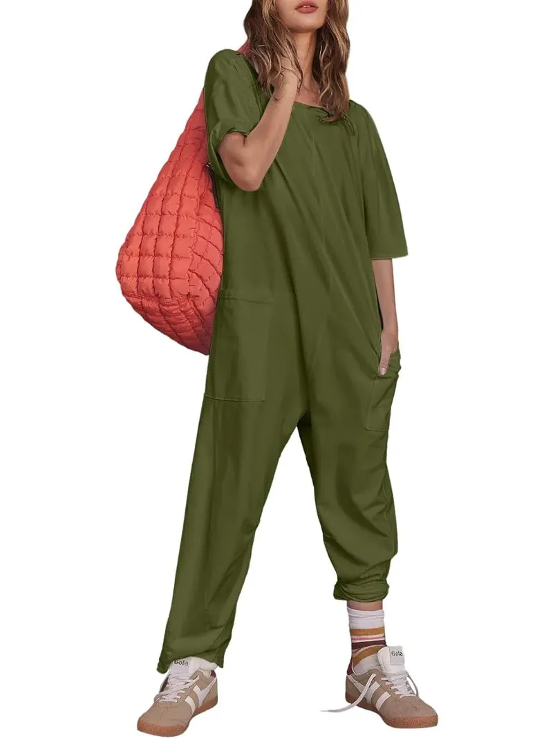 Causal Short Sleeve Baggy Onesie Oversized Jumpsuits