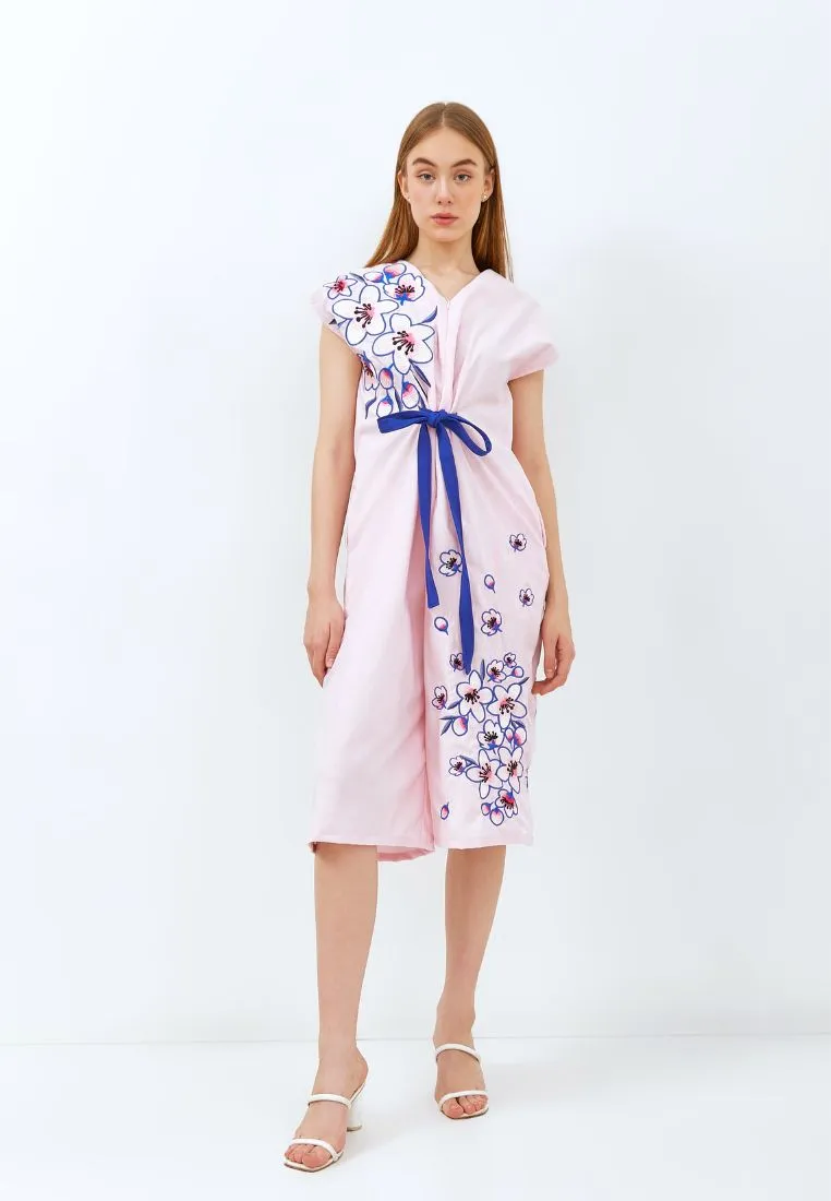 CHERRY BLOSSOM Embroidery Pink Jumpsuit