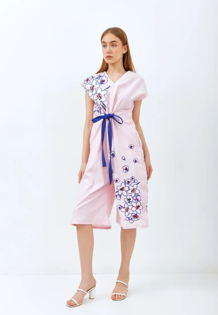 CHERRY BLOSSOM Embroidery Pink Jumpsuit