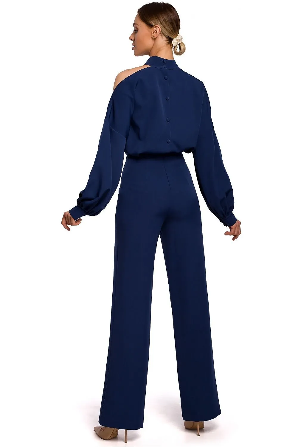 Chic Long Sleeve Jumpsuit with Slit Accent