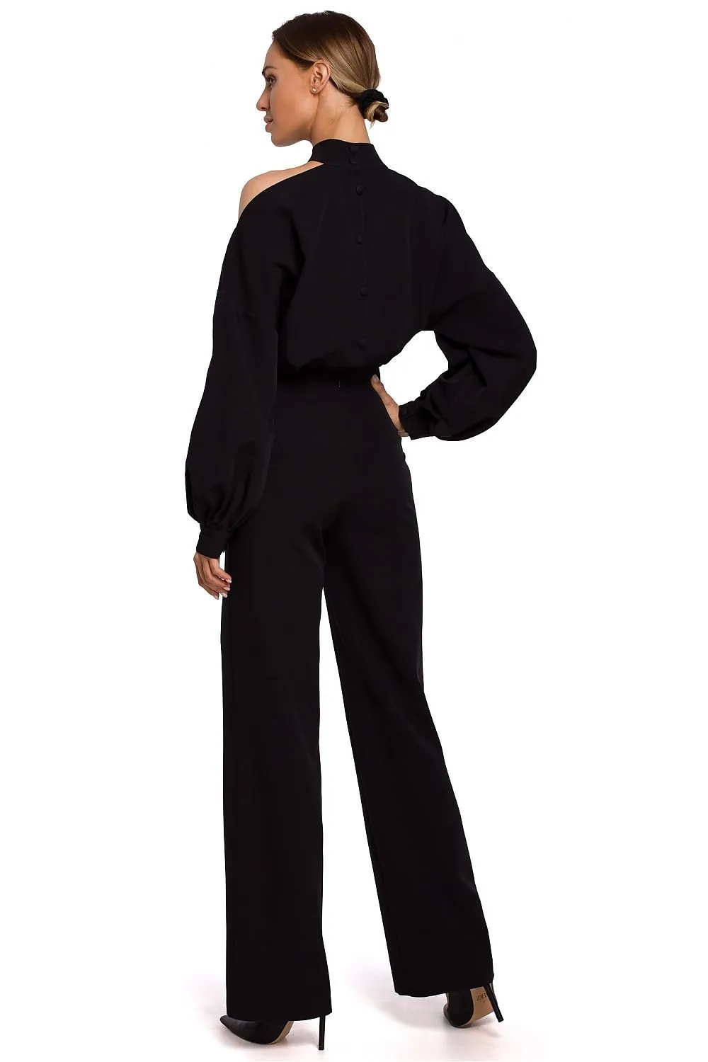 Chic Long Sleeve Jumpsuit with Slit Accent