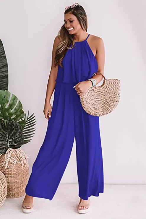 Chic White Sleeveless Summer Wide Leg Jumpsuit