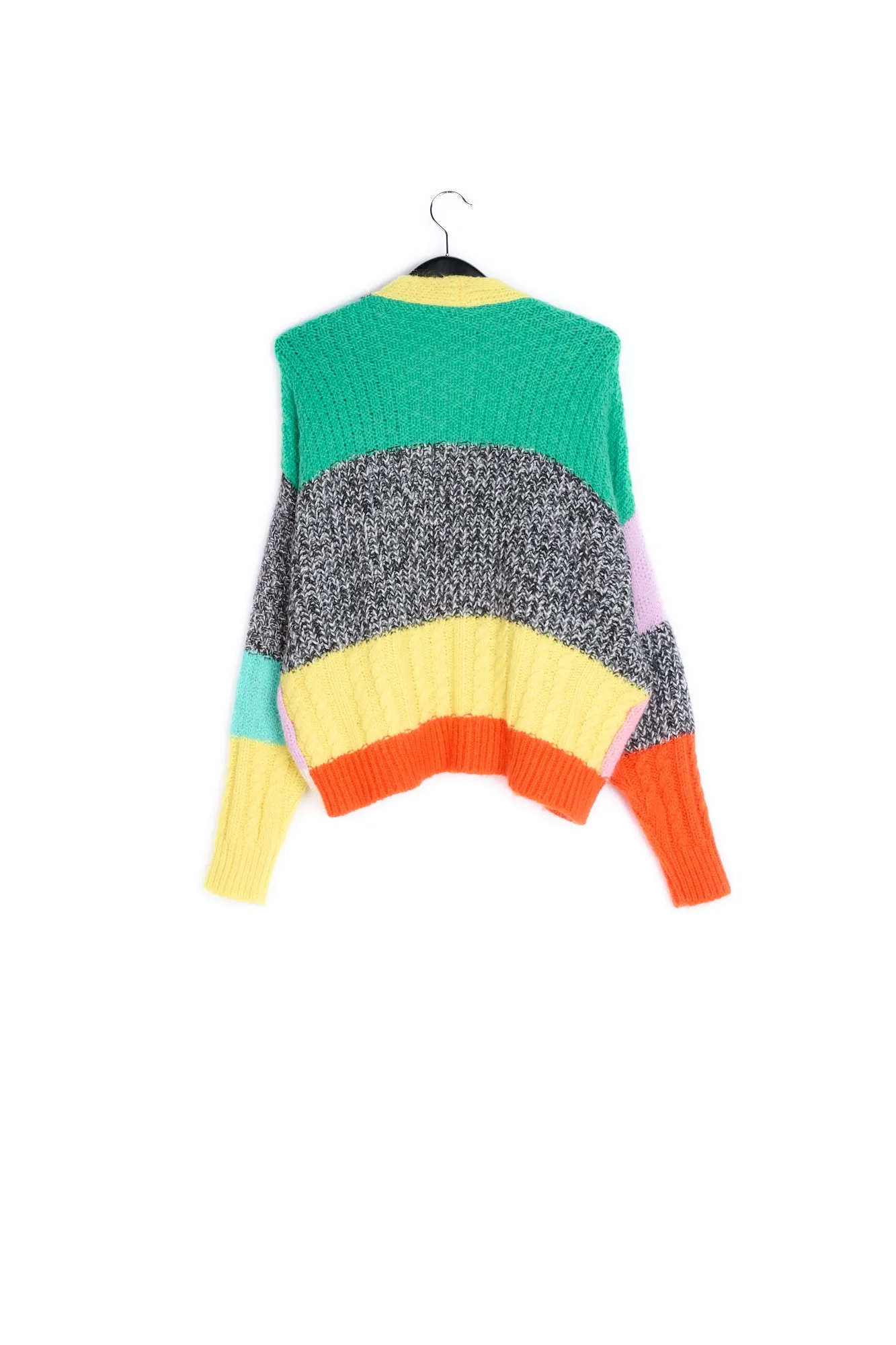 Colorful patchwork knit cardigan