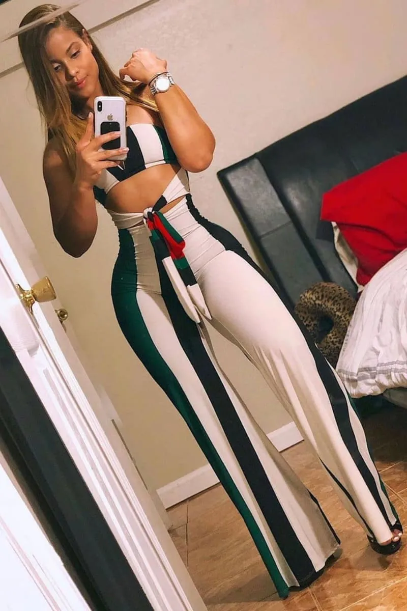 Colorful Stripped Cut Out Flare Jumpsuit