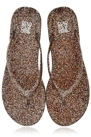 COLORS OF CALIFORNIA GLITTER Bronze Thong Flip Flops