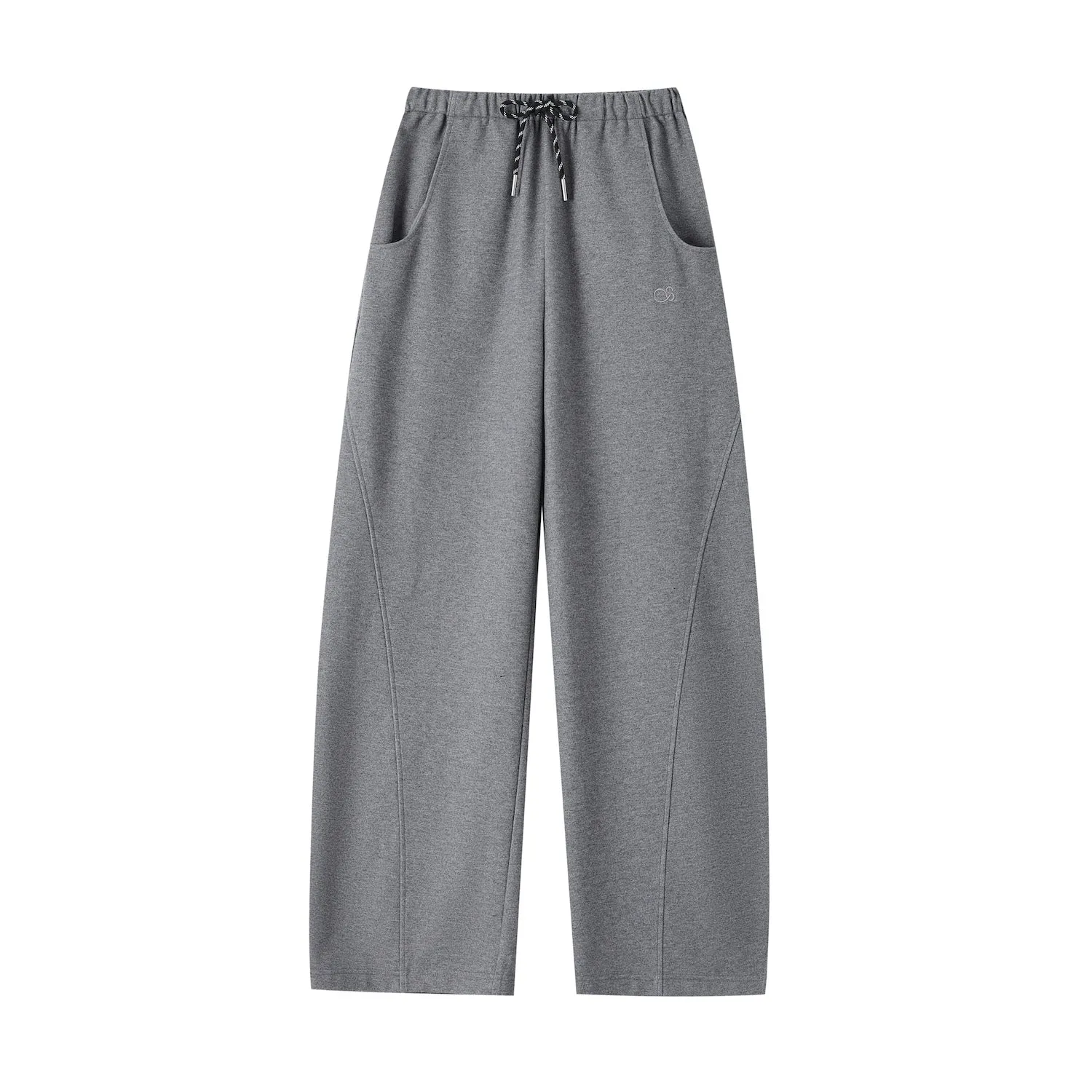 Contrast Drawstring Wide-leg Pants In Gray