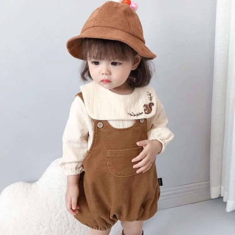 Cozy Autumn Corduroy Baby Jumpsuit with Pocket