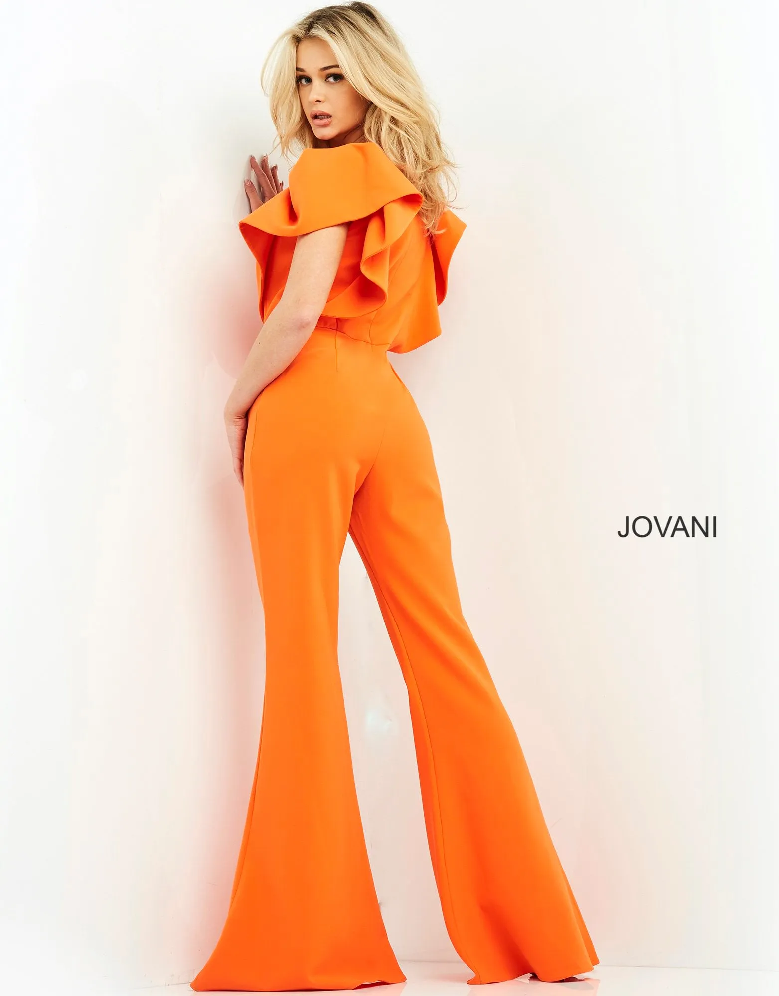 Crepe Short Sleeve Jumpsuit by Jovani 00762