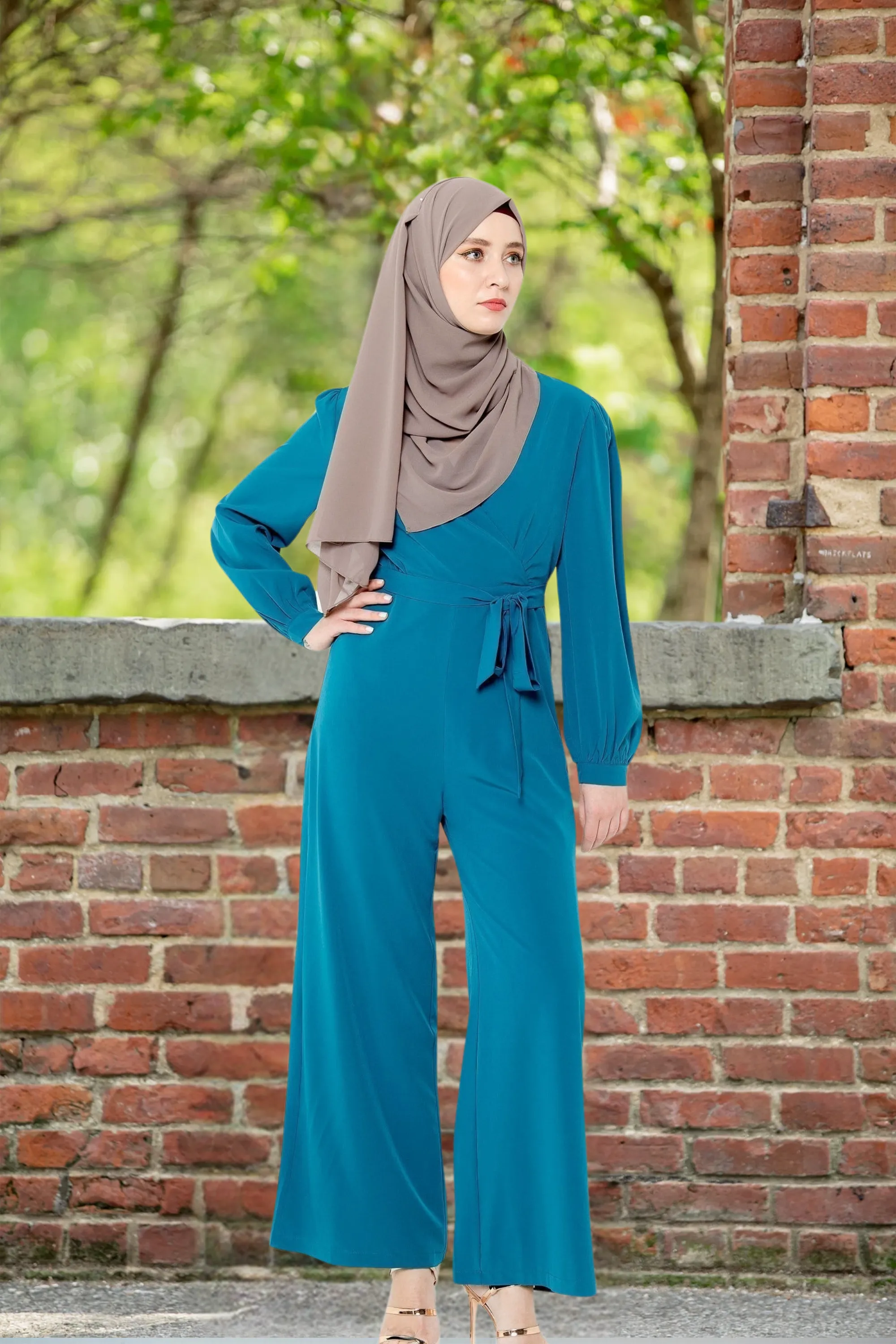 Criss Cross Long Sleeve Jumpsuit-CLEARANCE