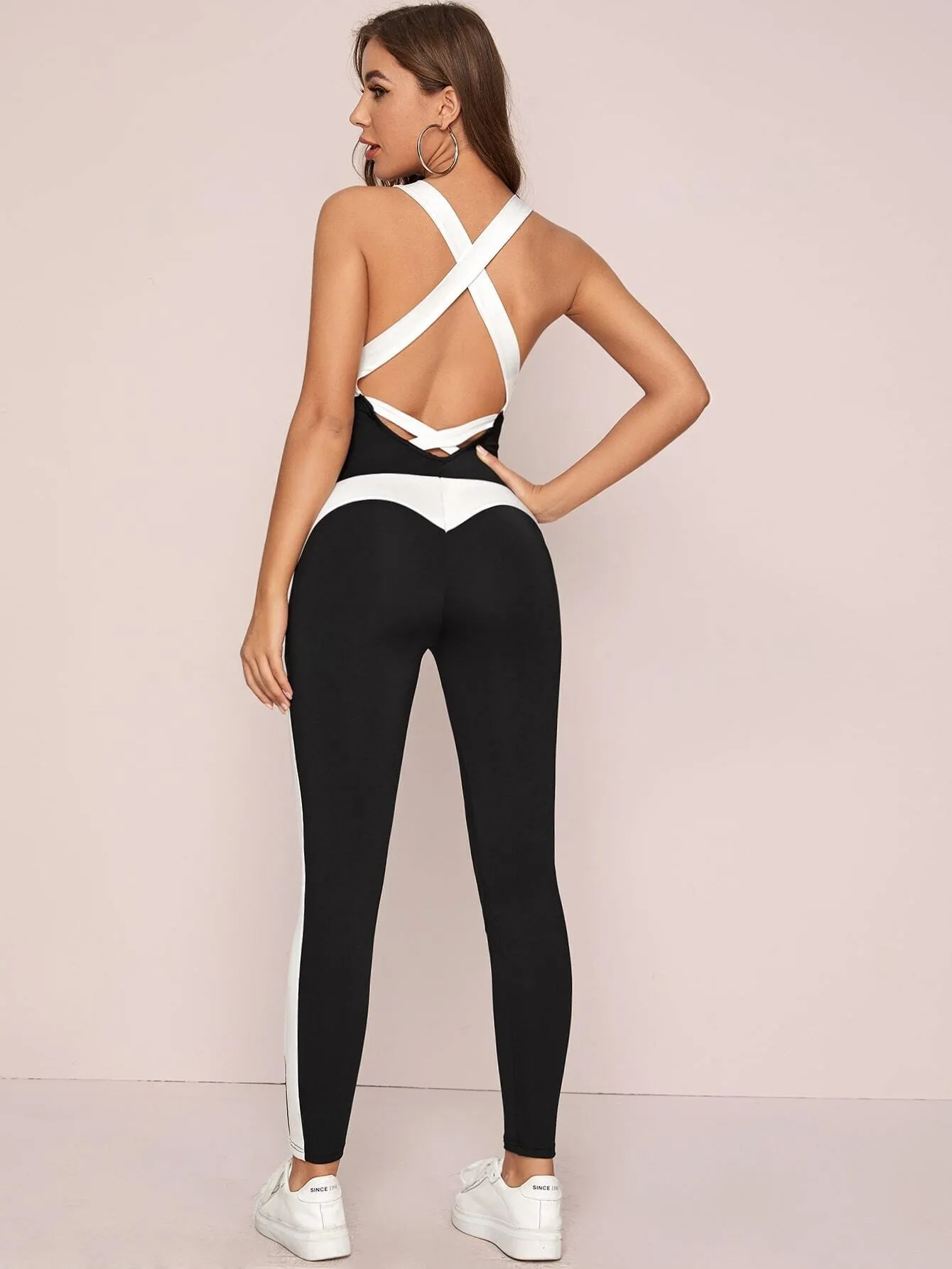 Crisscross Backless Colorblock Unitard Jumpsuit SS24