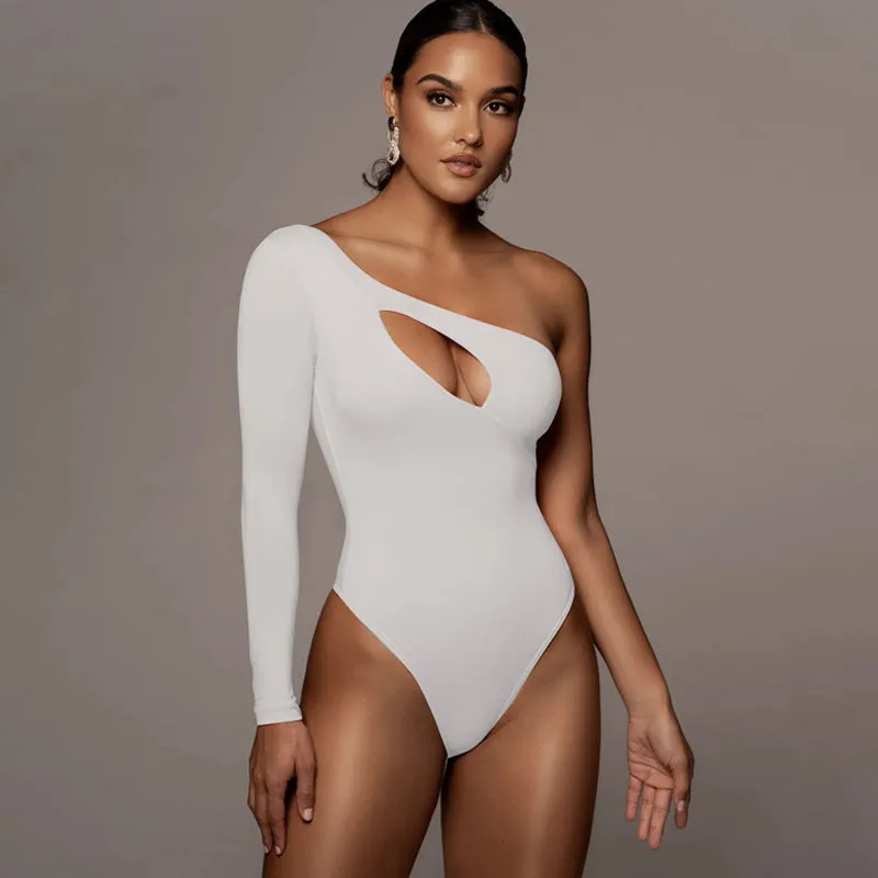 Cut Out One Shoulder Long Sleeve Jumpsuit