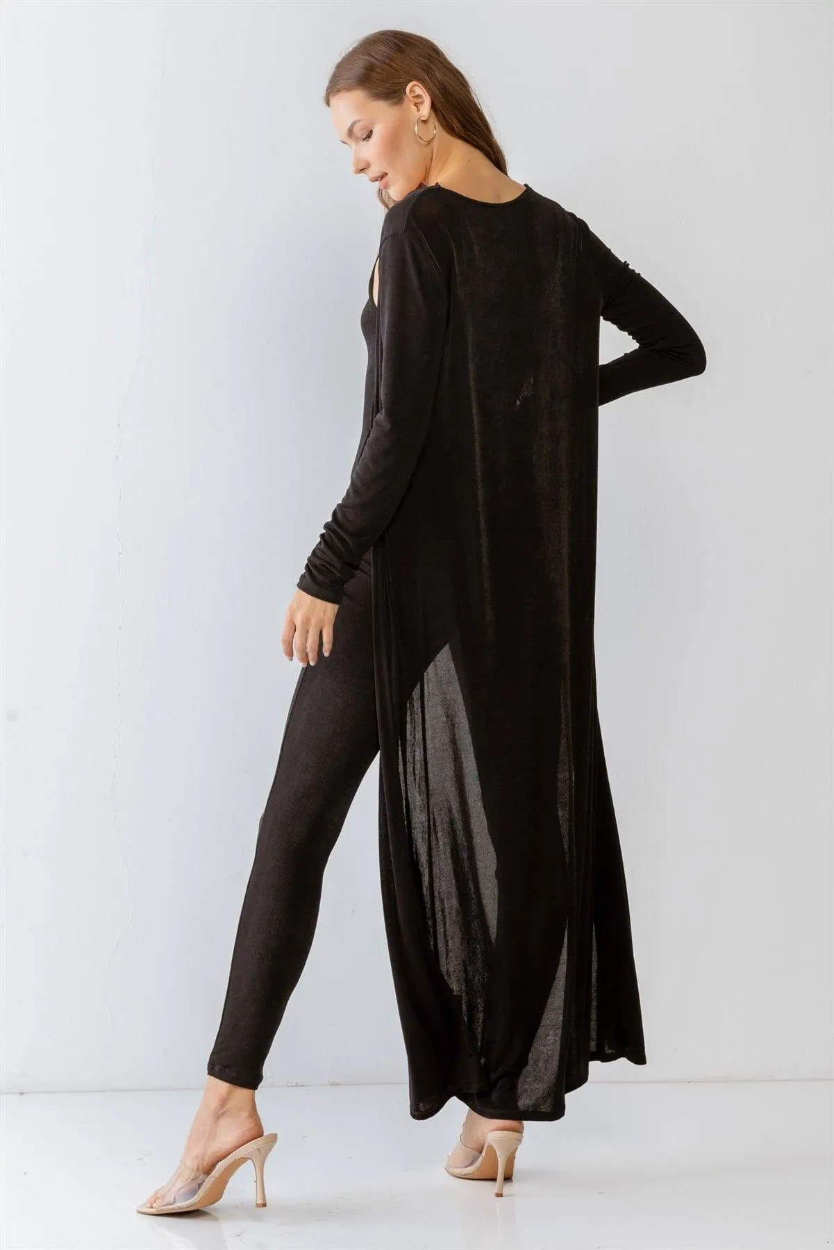 Cut-Out Slim Fit Jumpsuit & Long Sleeve Cardigan Set