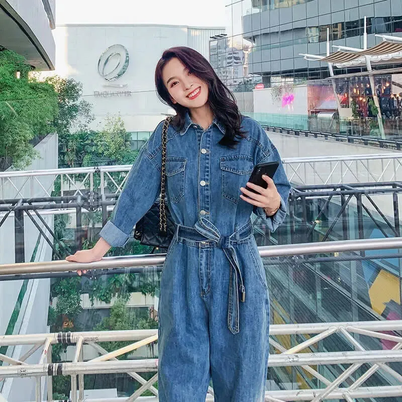 Denim Jumpsuit for Women: Stylish Long Sleeve Casual Overall